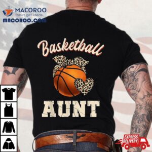 Basketball Aunt Bandana Leopard Heart Fans Mother S Day Tshirt