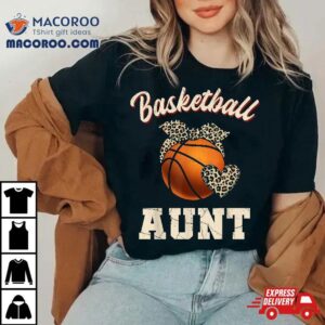 Basketball Aunt Bandana Leopard Heart Fans Mother S Day Tshirt