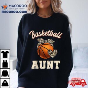 Basketball Aunt Bandana Leopard Heart Fans Mother S Day Tshirt