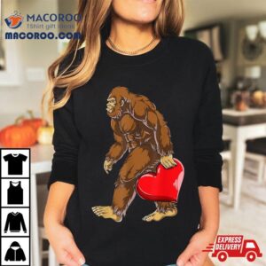 Bigfoot Heart Valentines Day Boys Love Sasquatch Funny Tshirt