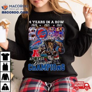 Buffalo Bills Afc East Division 4 Years In A Row 2020 2024 Mascot Logo T Shirt