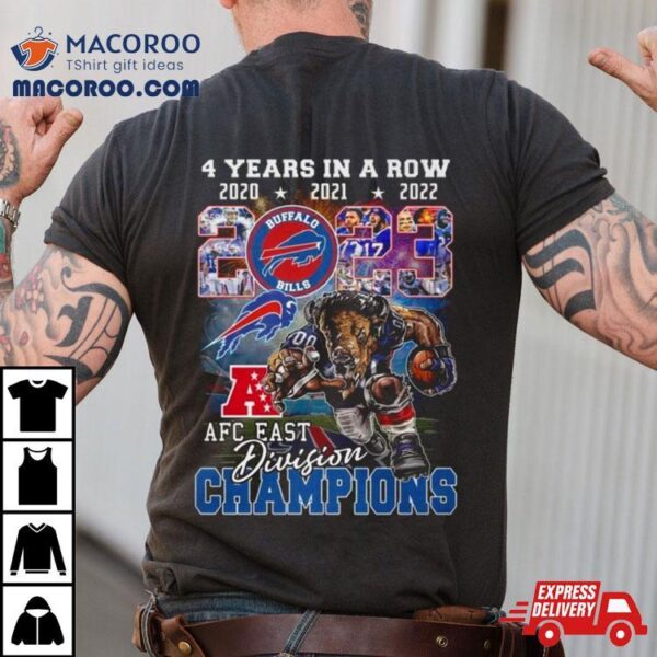 Buffalo Bills Afc East Division 4 Years In A Row 2020 2024 Mascot Logo T Shirt