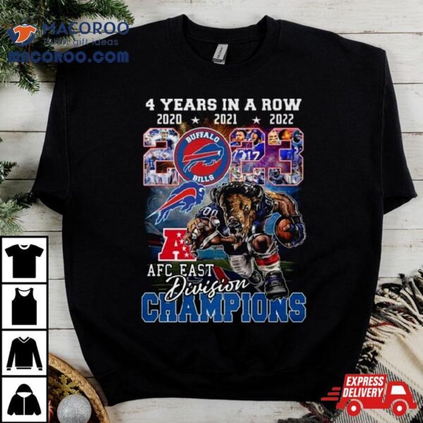 Buffalo Bills Afc East Division 4 Years In A Row 2020 2024 Mascot Logo T Shirt