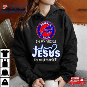 Buffalo Bills In My Veins Jesus In My Heart Diamond Tshirt