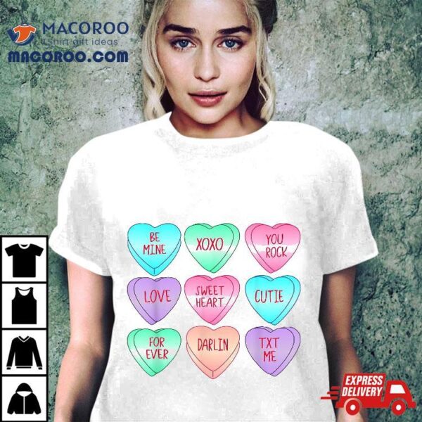 Candy Sweet Heart Love Valentines Day Shirt Girls Kids