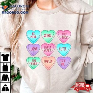 Candy Sweet Heart Love Valentines Day Girls Kids Tshirt