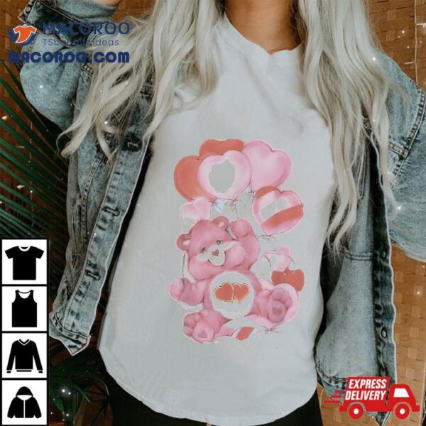 Care Bears Valentine’s Day Love-a-lot Bear Watercolor Hearts Shirt
