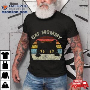 Cat Mommy Vintage Retro Black Cats Mom Mothers Day Tshirt