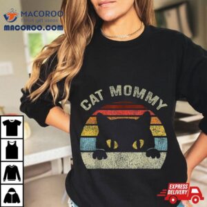 Cat Mommy Vintage Retro Black Cats Mom Mothers Day Tshirt