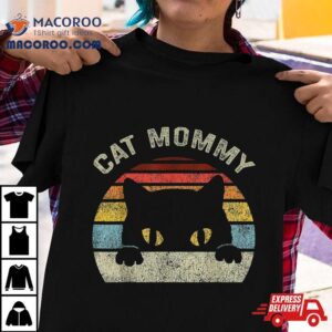 Cat Mommy Vintage Retro Black Cats Mom Mothers Day Tshirt