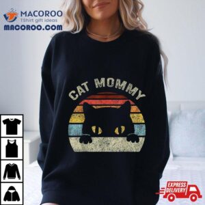 Cat Mommy Vintage Retro Black Cats Mom Mothers Day Tshirt