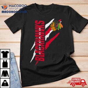 Chicago Blackhawks Starter Black Color Scratch Tshirt