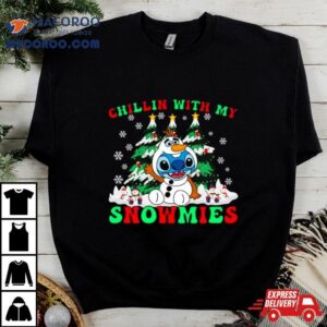 Chillin With My Snowman Stitch Christmas T Shirt