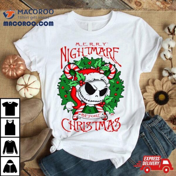 Christmas Jack Skellington Red Candy Cane Shirt