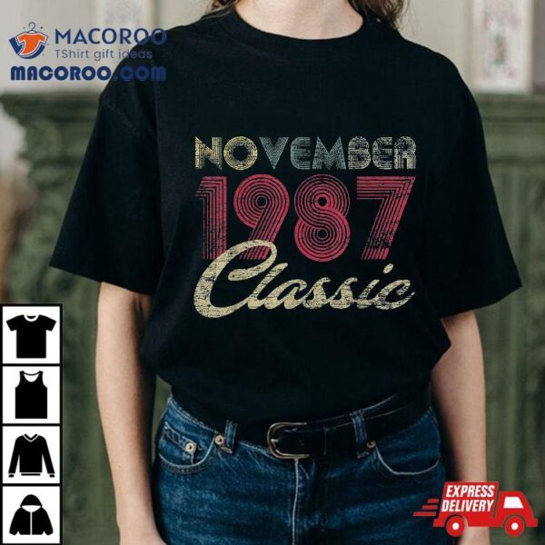 Classic November 1987 Bday Gifts 35th Birthday Shirt