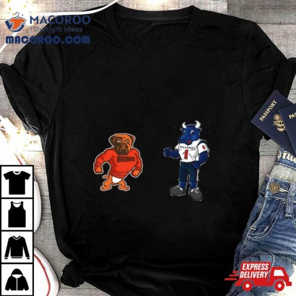 Cleveland Browns Vs Houston Texans Nfl 2024 Mascot Cartoon Football Shirt