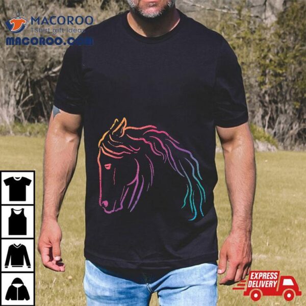 Colorful Horse Head Minimal Art Equestrian Kids Shirt