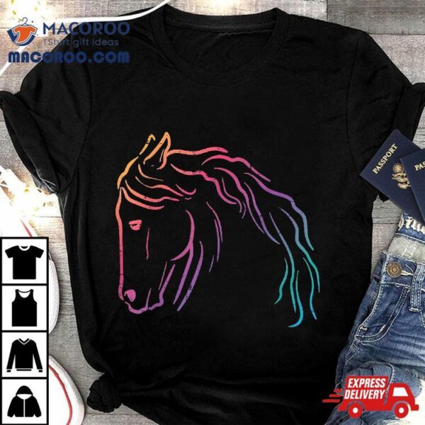 Colorful Horse Head Minimal Art Equestrian Kids Shirt