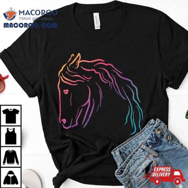 Colorful Horse Head Minimal Art Equestrian Kids Shirt