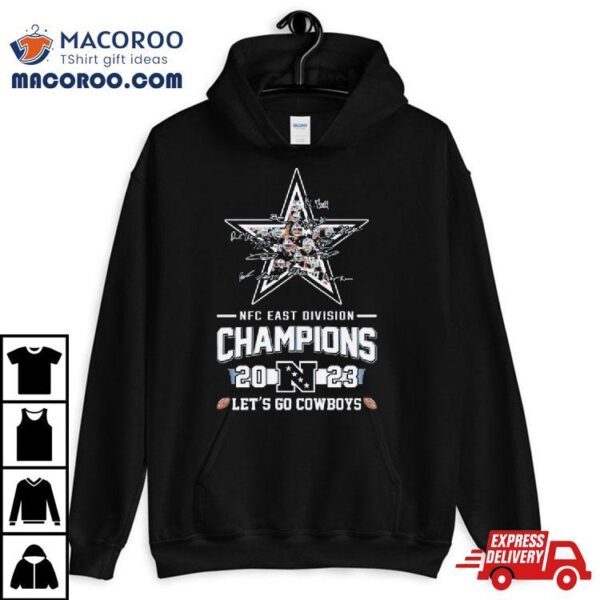 Cowboys 2023 Nfc East Division Champions Let’s Go Cowboys Logo Signatures Shirt