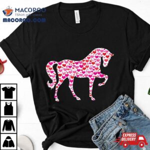 Cute Hearts Horse Funny Animals Lover Valentines Day Shirt