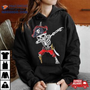 Dabbing Skeleton Pirate T Shirt Halloween Kids Jolly Roger