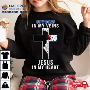 Dallas Cowboys Nfl In My Veins Jesus In My Heart Cross Tshirt