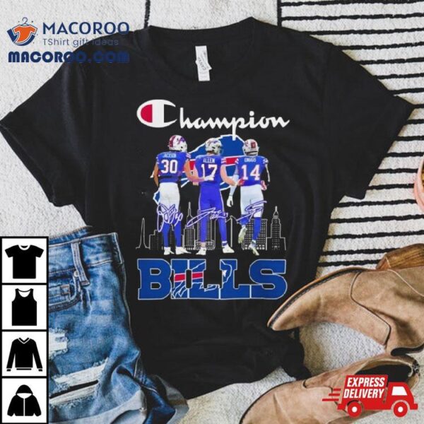 Dane Jackson, Josh Allen And Stefon Diggs Buffalo Bills 2024 Champions Signatures T Shirt