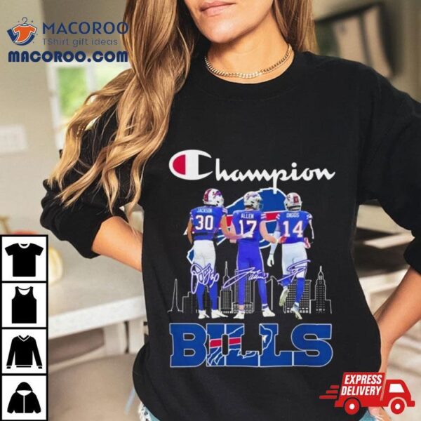 Dane Jackson, Josh Allen And Stefon Diggs Buffalo Bills 2024 Champions Signatures T Shirt