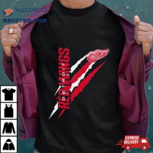 Detroit Red Wings Starter Black Color Scratch Tshirt
