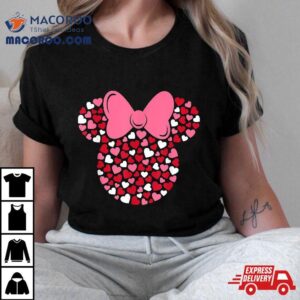 Disney Minnie Mouse Icon Pink Hearts Valentine’s Day Shirt, Black, Small