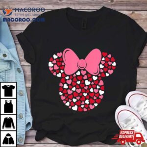 Disney Minnie Mouse Icon Pink Hearts Valentine S Day Black Small Tshirt