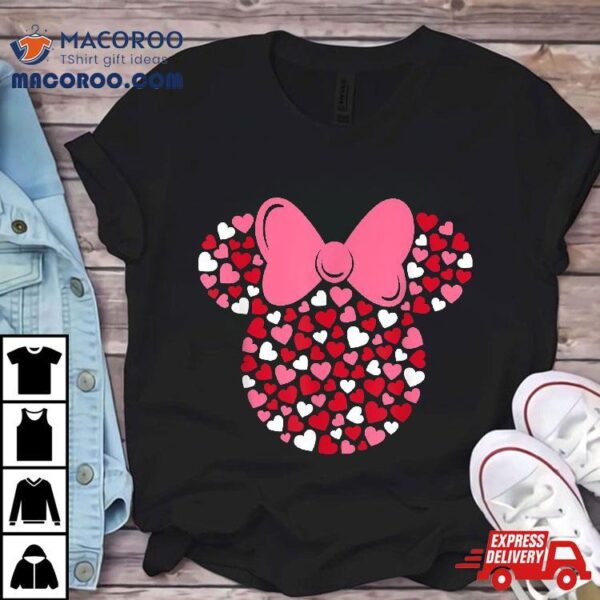 Disney Minnie Mouse Icon Pink Hearts Valentine’s Day Shirt, Black, Small