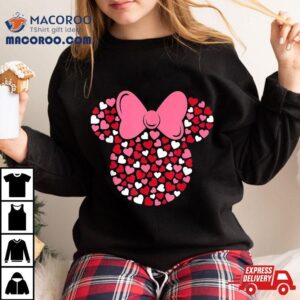 Disney Minnie Mouse Icon Pink Hearts Valentine S Day Black Small Tshirt