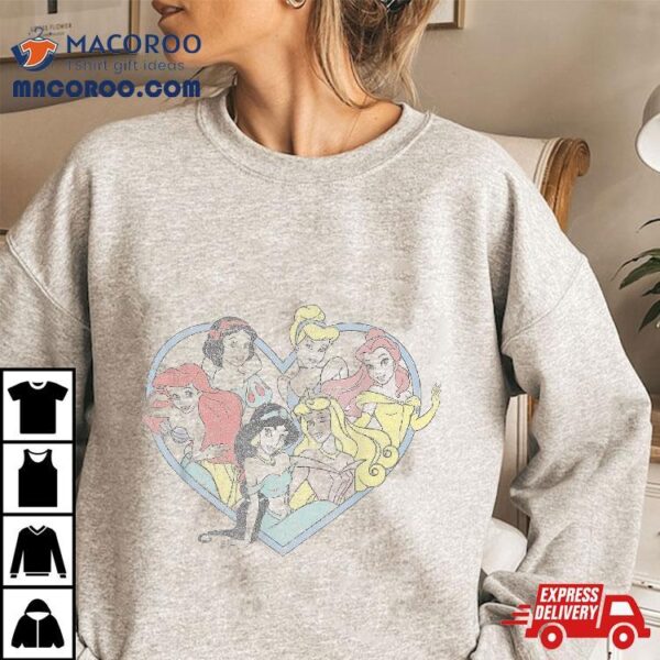 Disney Princess Valentine’s Day Vintage Heart Group Shot Shirt