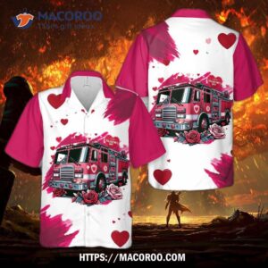 Fire Truck Happy Valentine’s Day Hawaiian Shirt