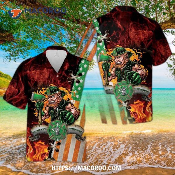 Firefighter Saint Patrick’s Day Leprechaun Hawaiian Shirt