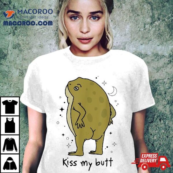 Frog Art Cottagecore Kiss My Butt Funny Lovers Adult Shirt