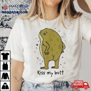 Frog Art Cottagecore Kiss My Butt Funny Lovers Adult Shirt