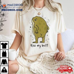 Frog Art Cottagecore Kiss My Butt Funny Lovers Adul Tshirt