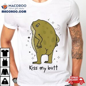 Frog Art Cottagecore Kiss My Butt Funny Lovers Adul Tshirt