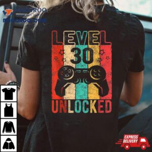 Fun Th Birthday Level Unlocked Retro Graphic Tshirt