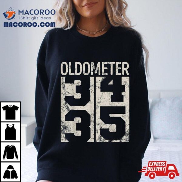 Funny 35 Years Old Oldometer Vintage 35th Birthday Odometer Shirt