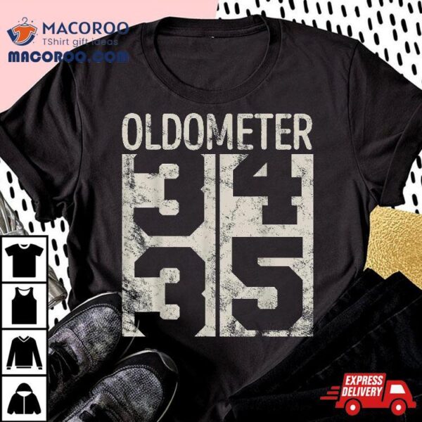 Funny 35 Years Old Oldometer Vintage 35th Birthday Odometer Shirt