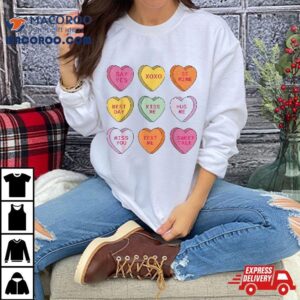 Funny Candy Valentines Day Hearts Retro Trendy Wo Girls Shirt