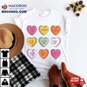 Funny Candy Valentines Day Hearts Retro Trendy Wo Girls Shirt