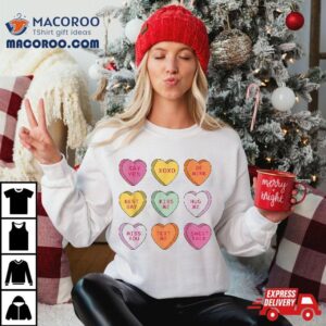 Funny Candy Valentines Day Hearts Retro Trendy Wo Girls Tshirt