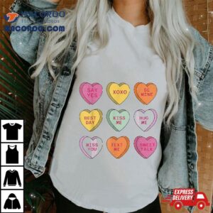 Funny Candy Valentines Day Hearts Retro Trendy Wo Girls Tshirt