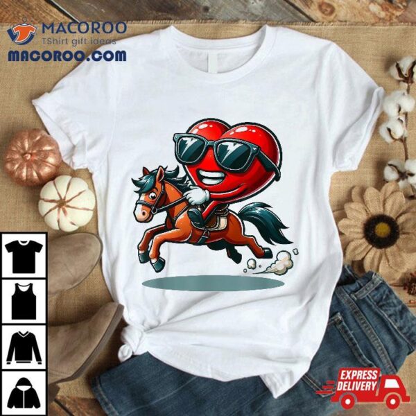 Funny Horse Valentines Day Horses Heart Boys Girls Shirt