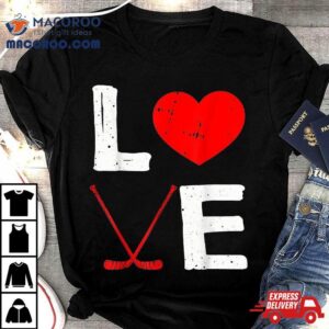 Funny Valentines Day Ice Hockey Heart Spor Tshirt